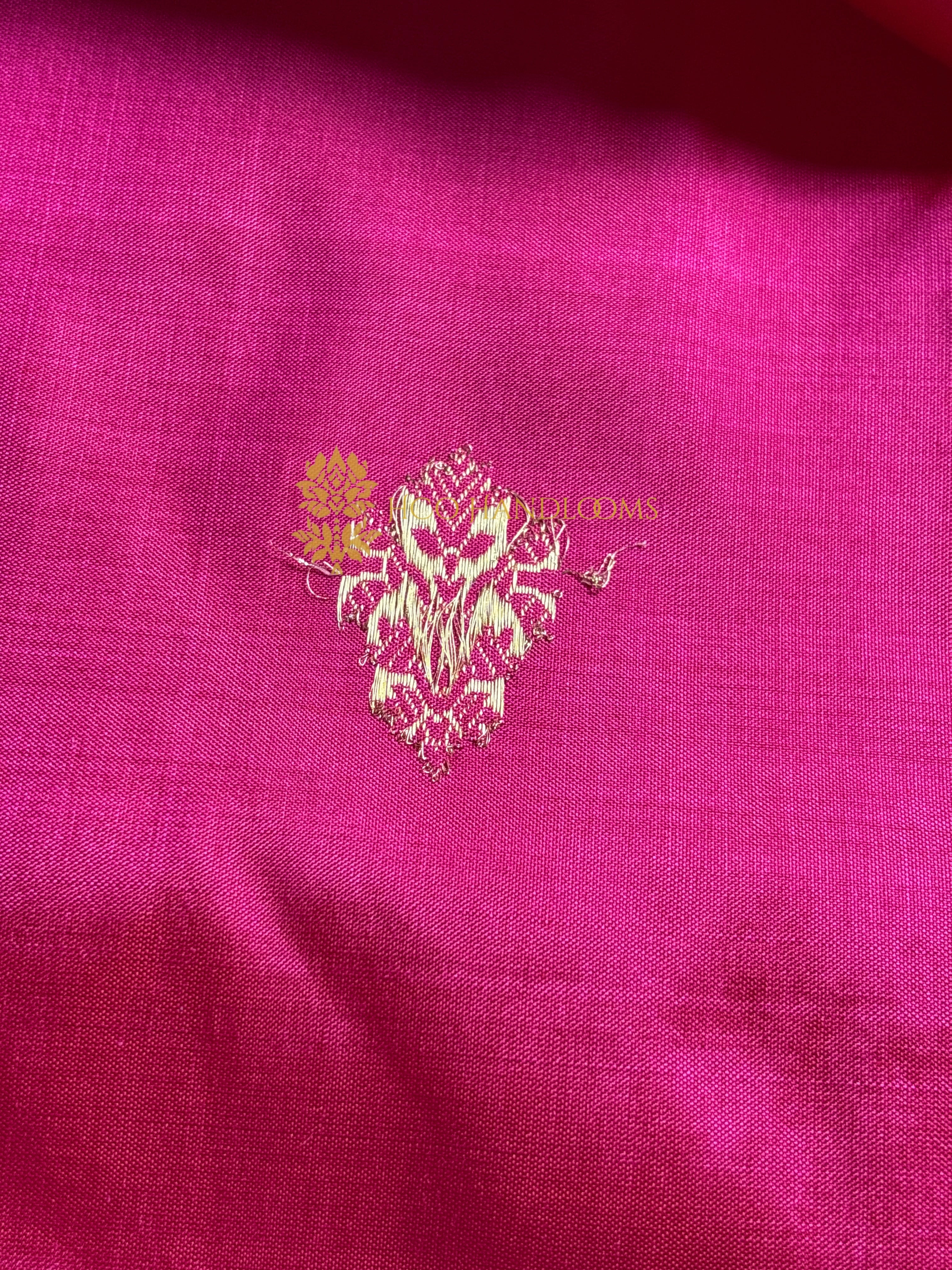 Rani Pure Katan Silk Handloom Banarasi Saree - All Over Kadhua Motifs