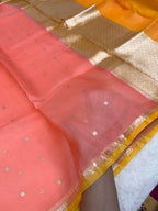 Pure Kora Silk Handloom Banarasi Saree - All Over Small Buti