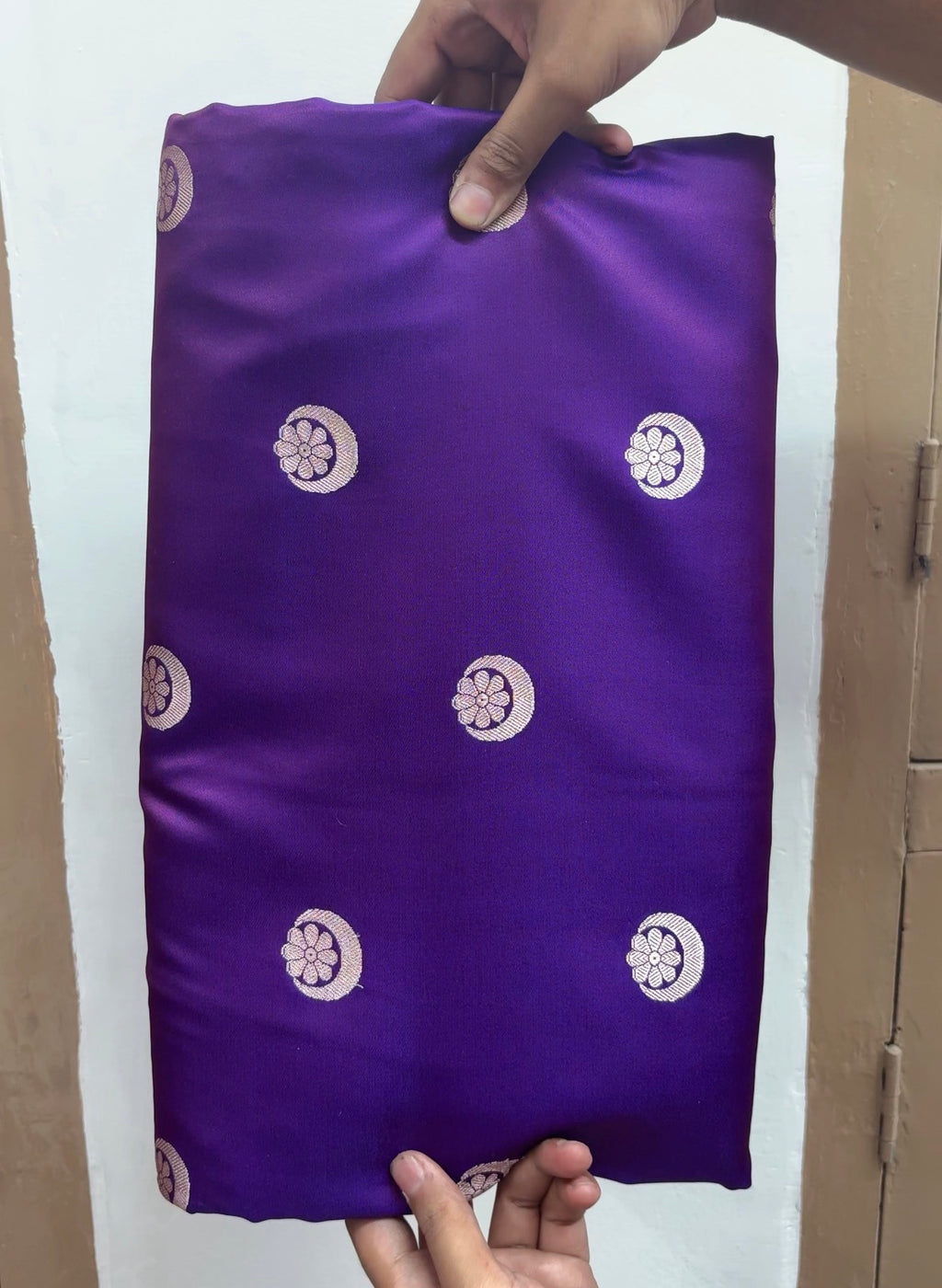 Purple Premium Mashru Katan Silk Banarasi Saree - All Over Chand Tara Design