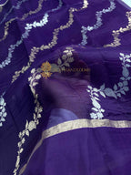 Pure Kora Silk Handloom Banarasi Saree - All-Over Kadhua Lahariya