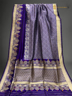 Regal Purple Pure Katan Silk Handloom Banarasi saree - All Over Meenakari Brocade Work