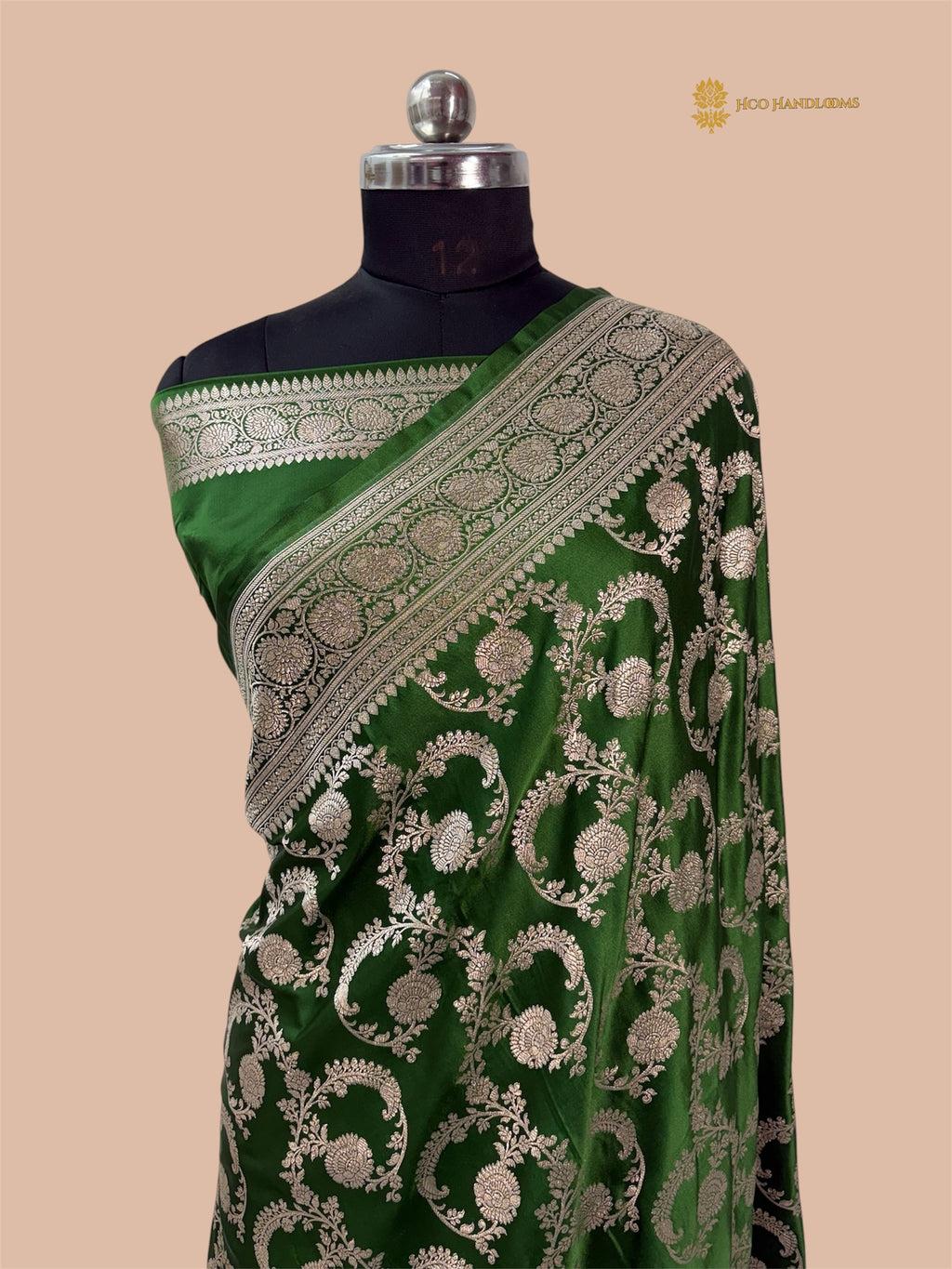 Dual Shade Green Premium Mashru Katan Silk Banarasi Saree - All Over Jaal