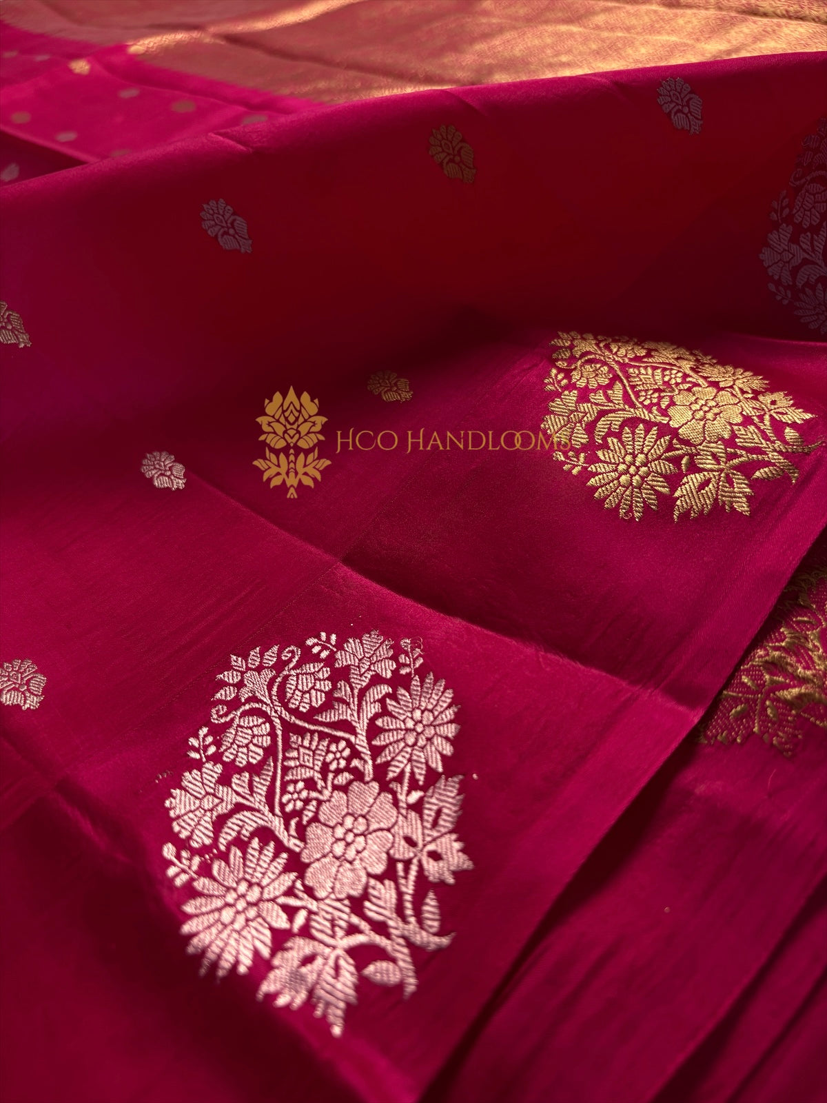 Pure Raw Mango Silk Handloom Banarasi Saree - All Over Kadhua Motifs