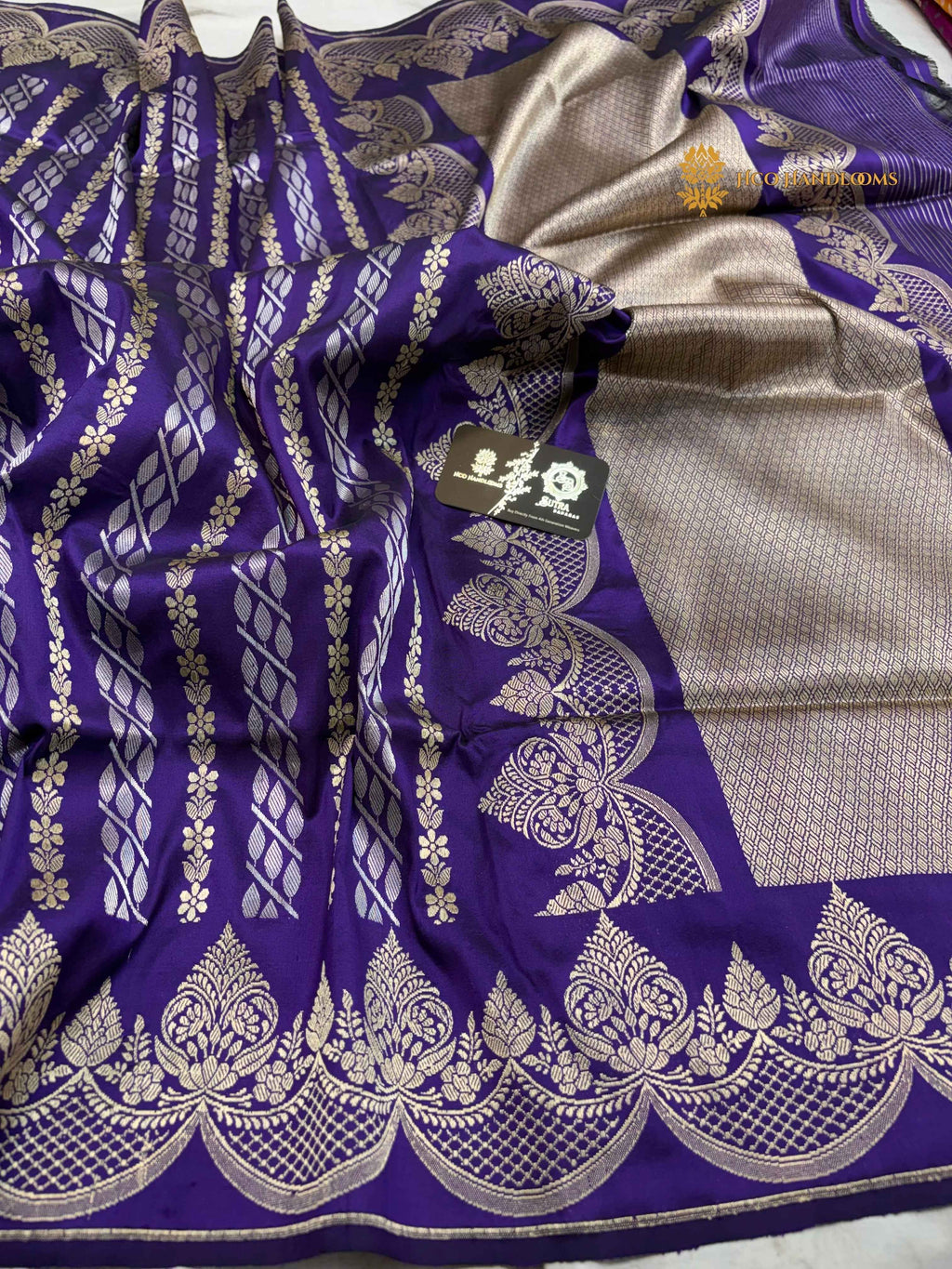 Pure Katan Silk Handloom Banarasi Saree - All Over Kadhua Jangla Work