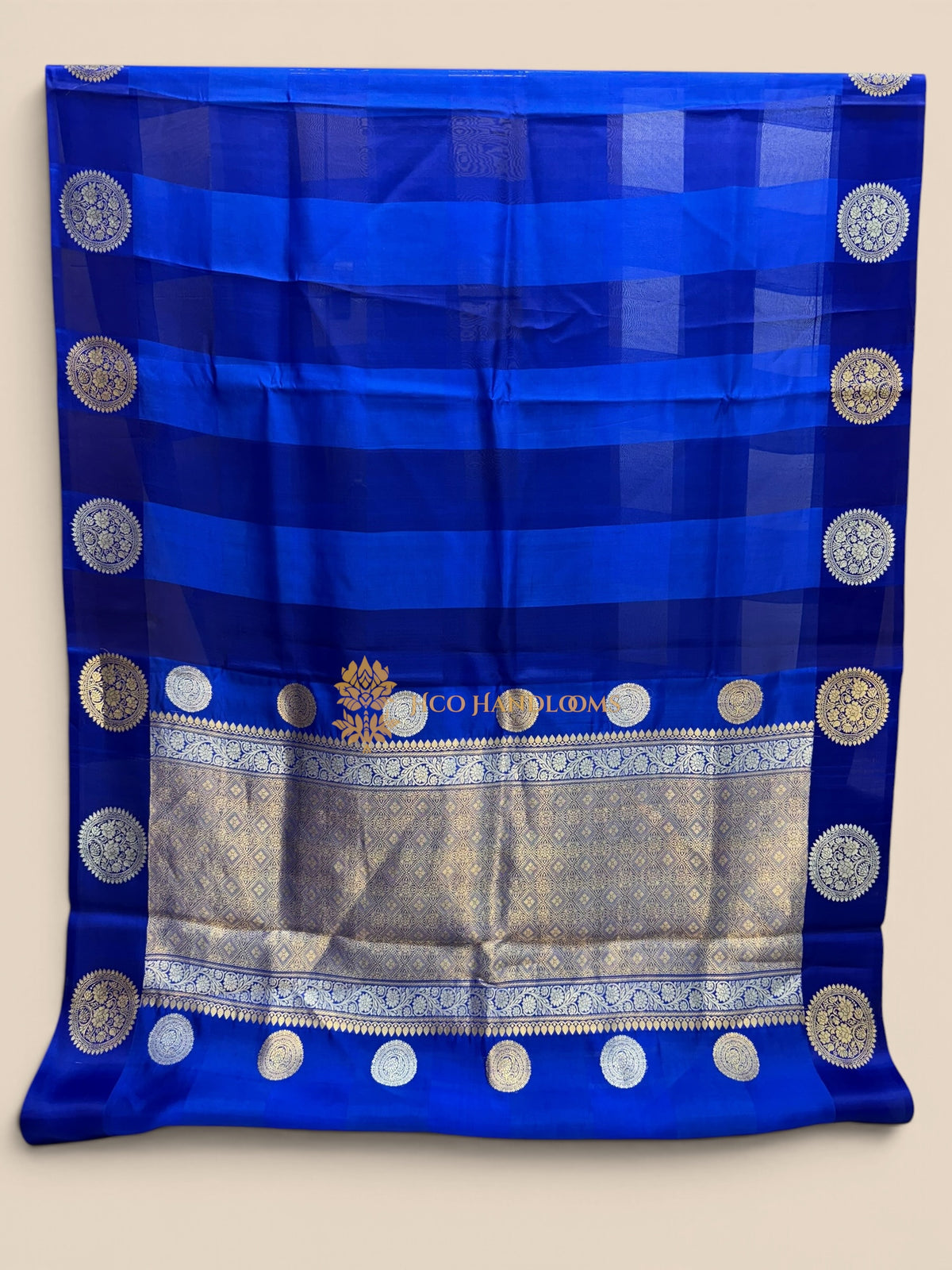 Blue Pure Kora Mango Katan Silk Handloom Banarasi Saree
