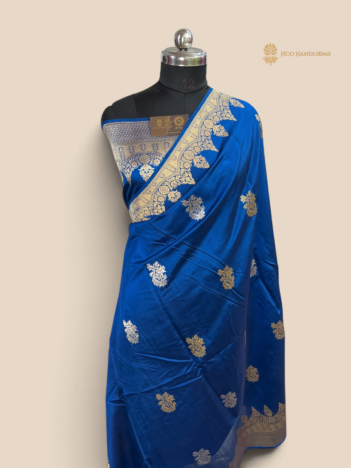 Blue Pure Mango Katan Silk Handloom Banarasi Saree - Kadhua Motifs