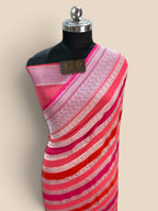 Pink Pure Khaddi Georgette Silk handloom Banarasi Saree - Water Zari