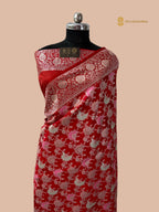 Red Rangkat Mashru Katan Silk Banarasi Saree - All Over Meenakari Jangla