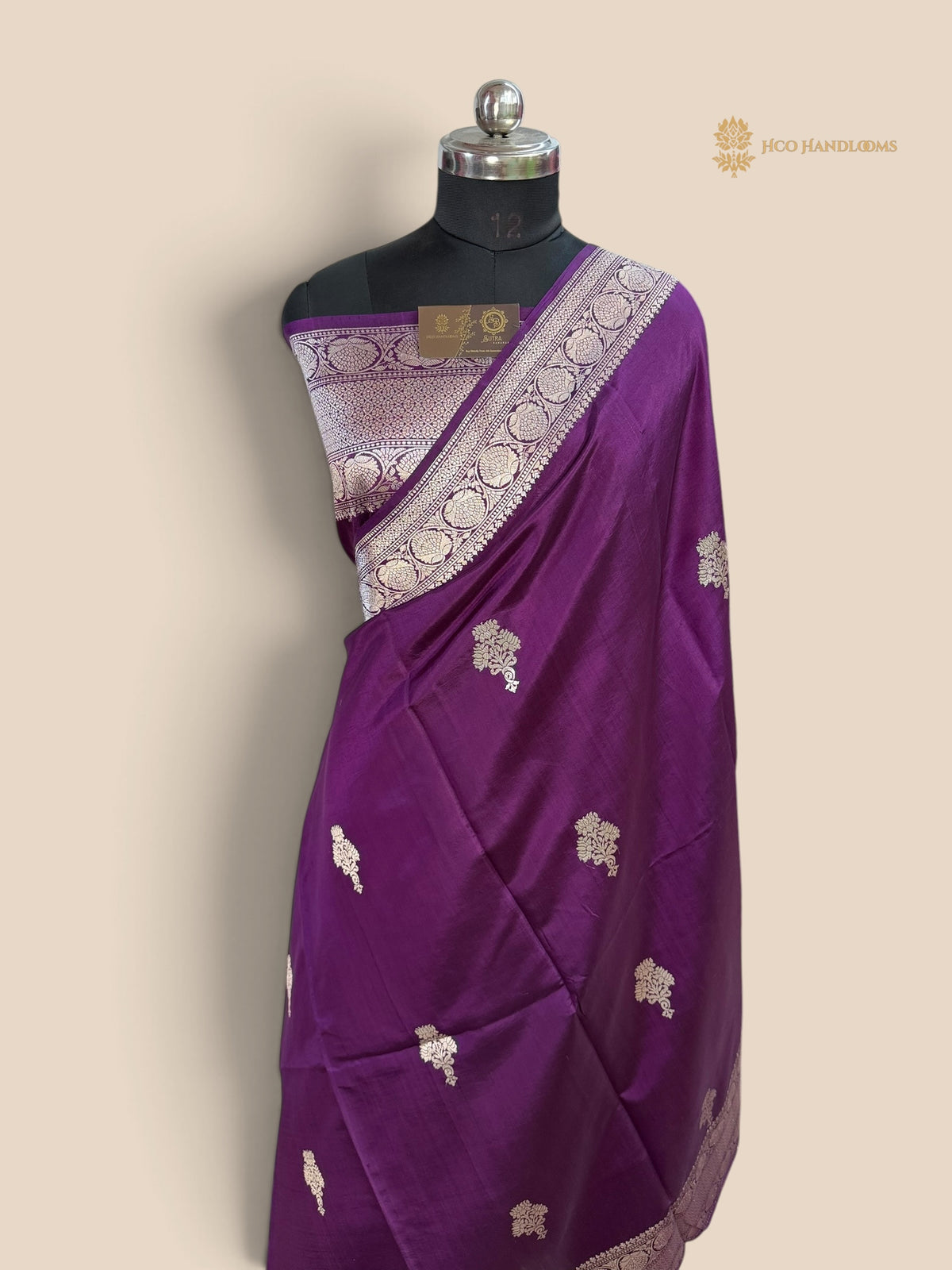 Purple Pure Mango Katan Silk Handloom Banarasi Saree - Kadhua Motifs