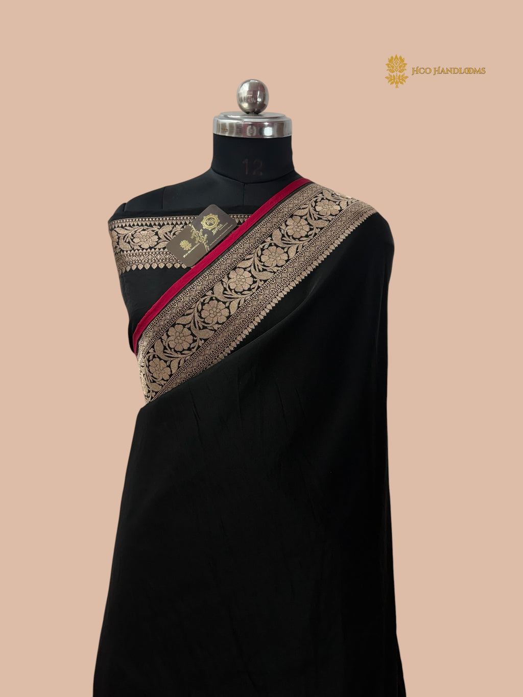 Black Premium Mashru Katan Silk Banarasi Saree with Plain Body