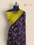Premium Mashru Crepe Silk Banarasi Saree - All Over Floral Jaal