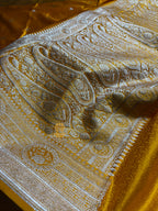 Premium Mashru Katan Silk Banarasi Saree With Floral Motifs