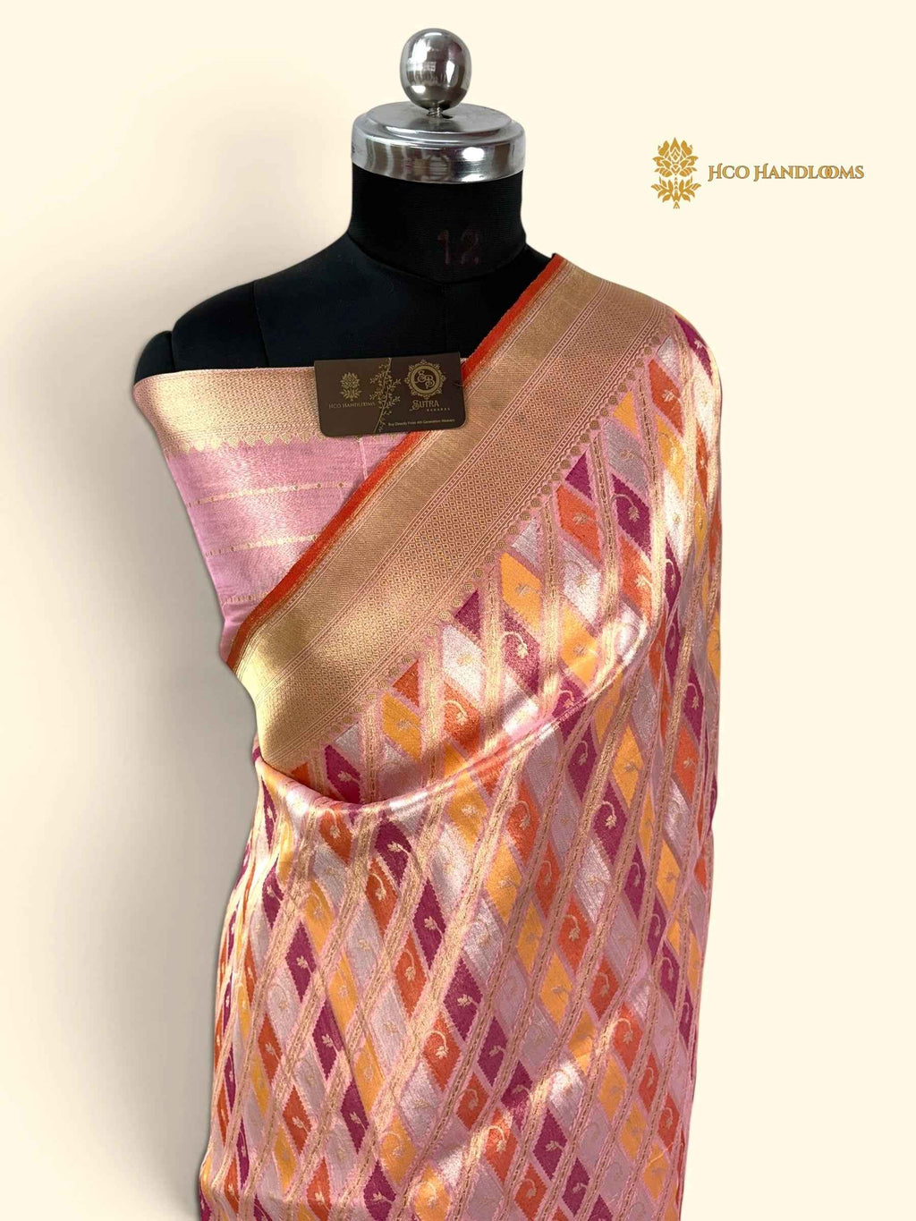 Pure Kora Tissue Rangkat Handloom Banarasi Saree - All Over Jaal Work