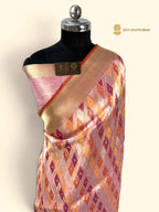 Pure Kora Tissue Rangkat Handloom Banarasi Saree - All Over Jaal Work