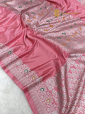 Pink Premium Mashru katan Silk Banarasi Saree - All Over Meenakari Skirt