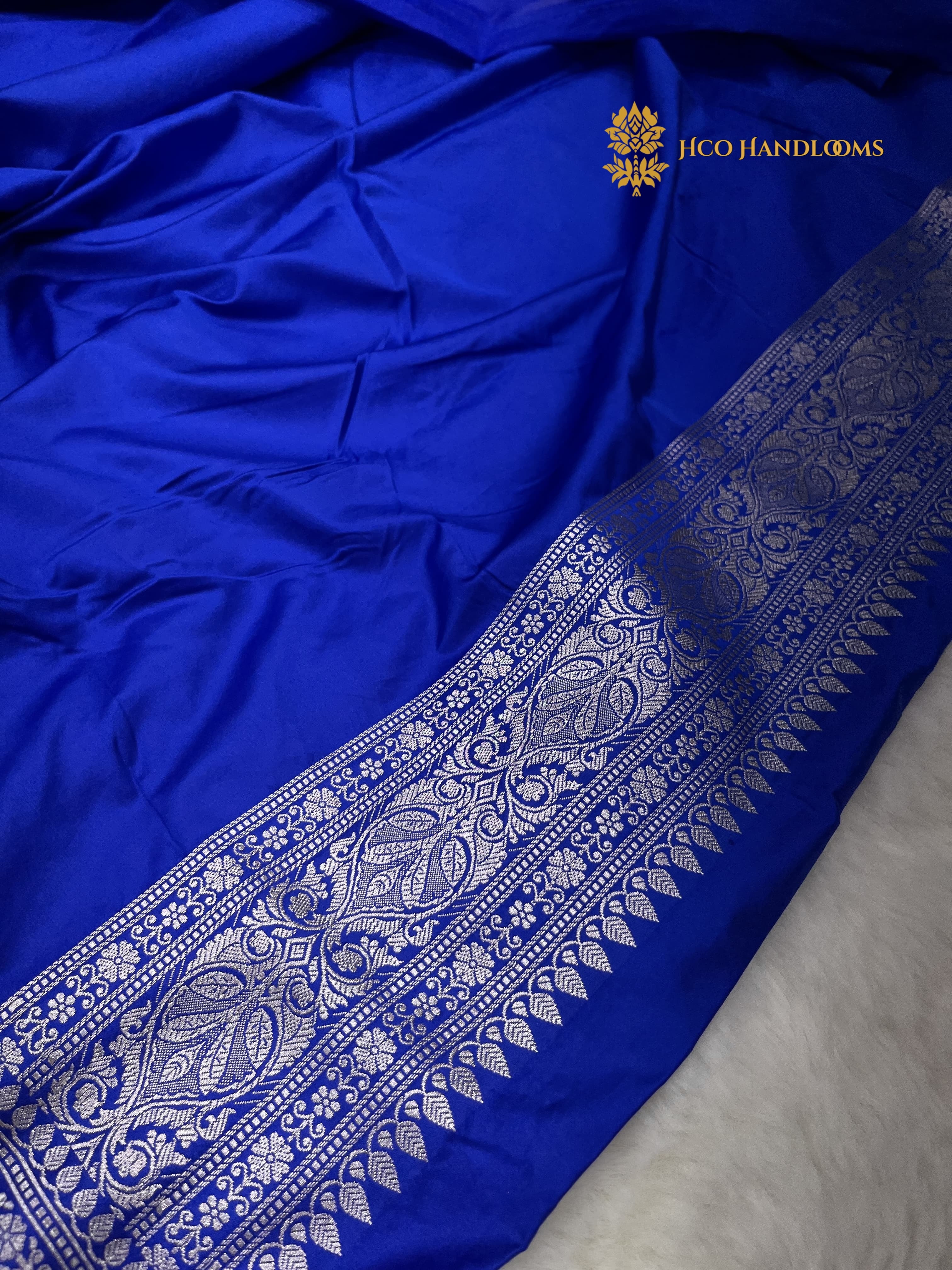 Blue Premium Mashru Katan Silk Banarasi Saree - All Over Motifs