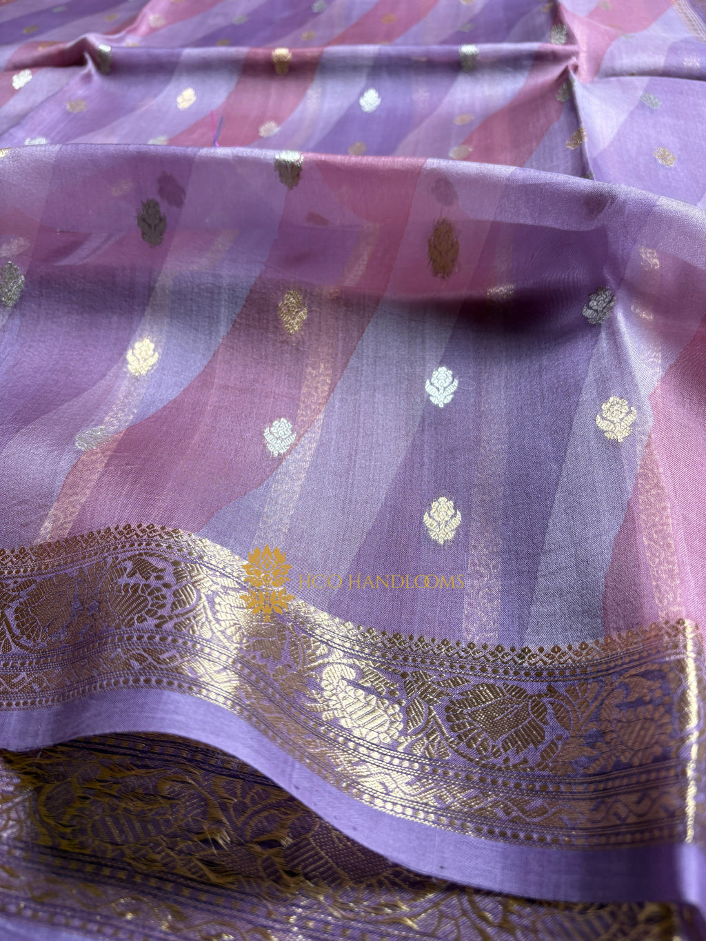 Pure Kora Silk Handloom Banarasi Saree - All Over Kadhua Motifs
