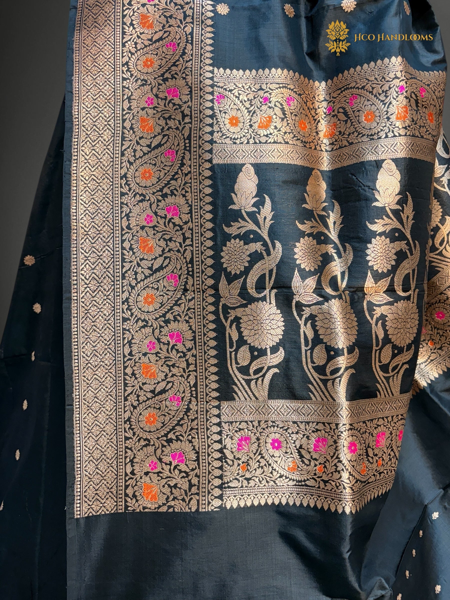 Pure Mango Katan Silk Handloom Banarasi Saree - All Over Kadhua Motifs