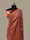 Orange Premium Mashru Katan Silk Banarasi Saree - All Over Jangla Design