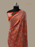 Orange Premium Mashru Katan Silk Banarasi Saree - All Over Jangla Design