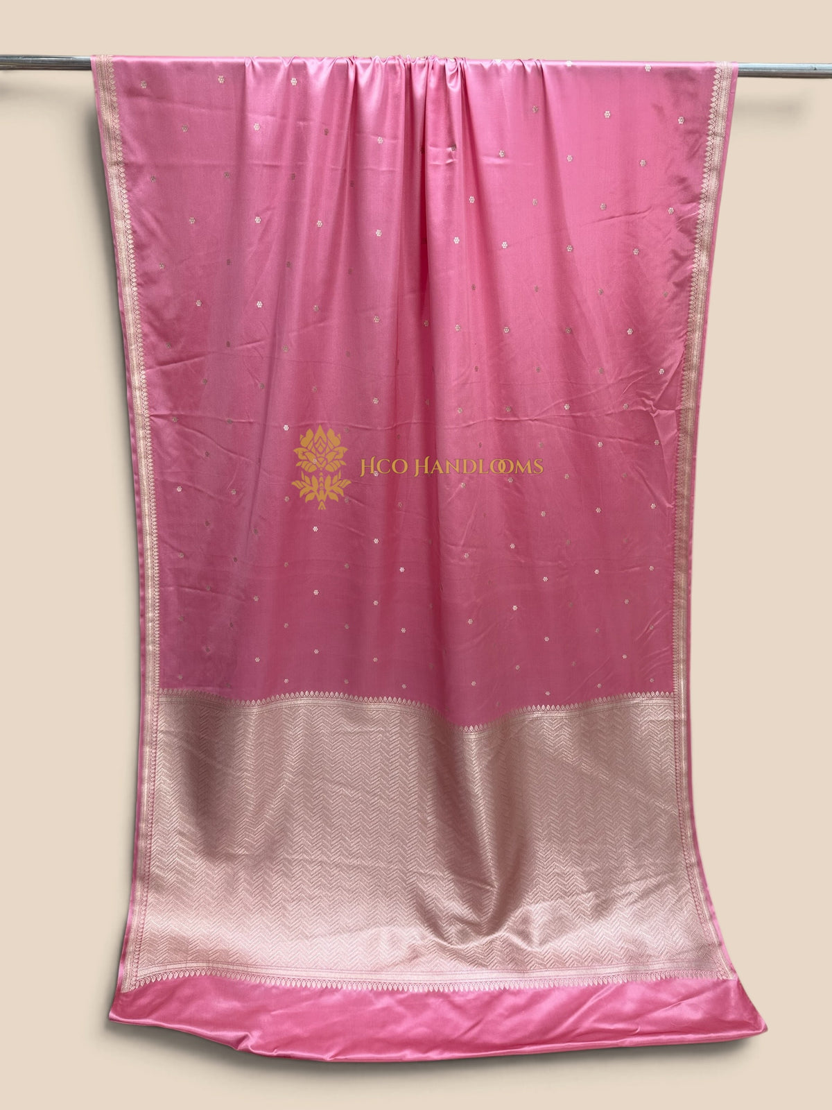 Pink Premium Mashru Katan Silk Banarasi Saree - Small Motifs