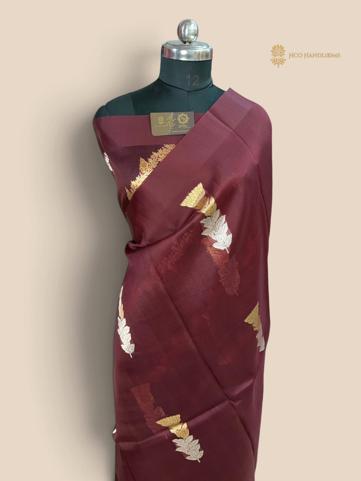 Brown Pure Kora Silk Handloom Banarasi Saree - All Over Kadhua Buta