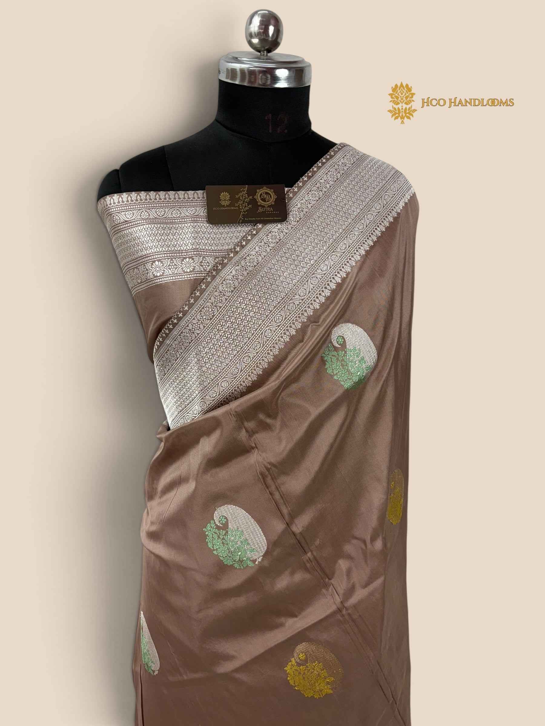 Pure Katan Silk Handloom Banarasi Saree - All Over Meenakari Motifs