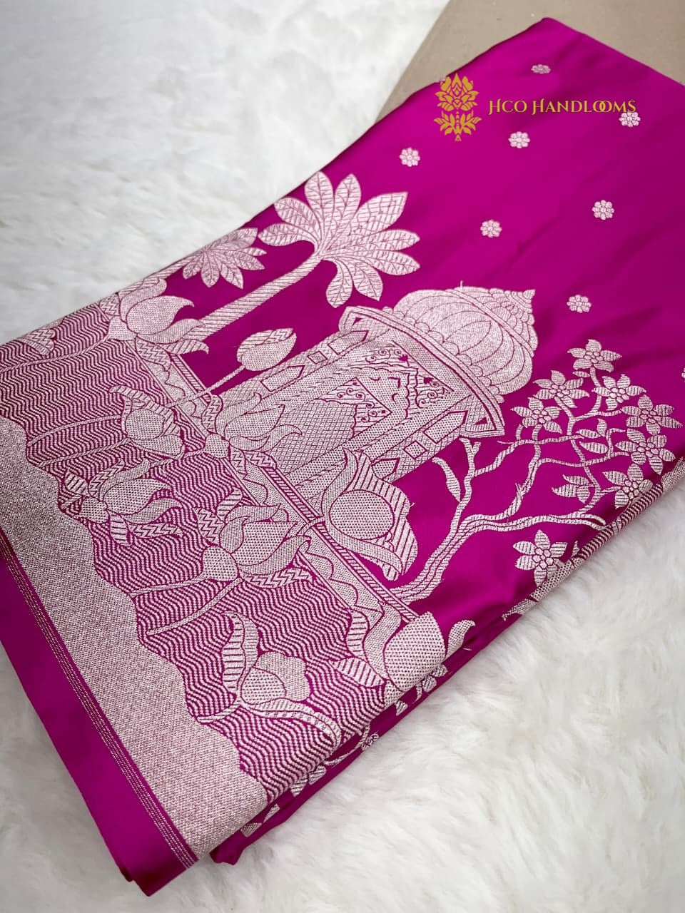 Deep Rani Premium Mashru Katan Silk Banarasi Saree - All Over Dot Motifs And Beautiful Border