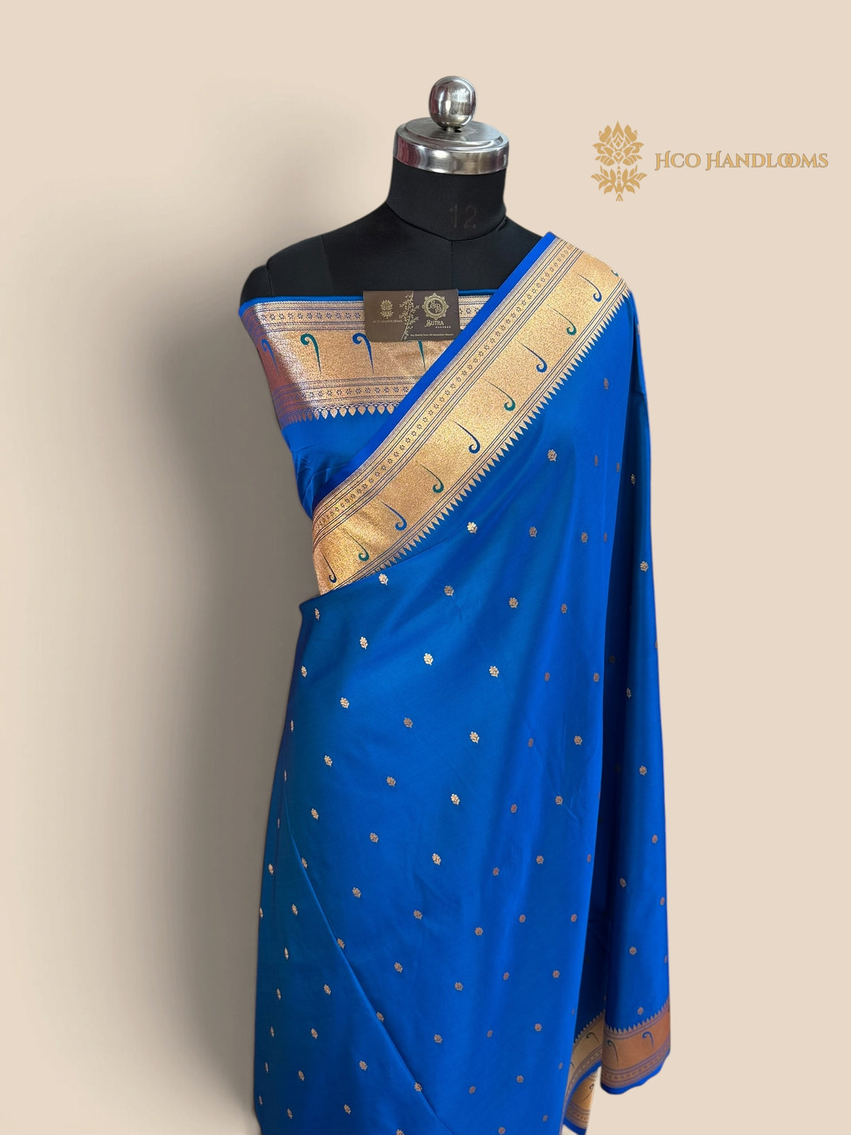 Blue Premium Mashru Katan Satin Silk Banarasi Saree - All Over Motifs