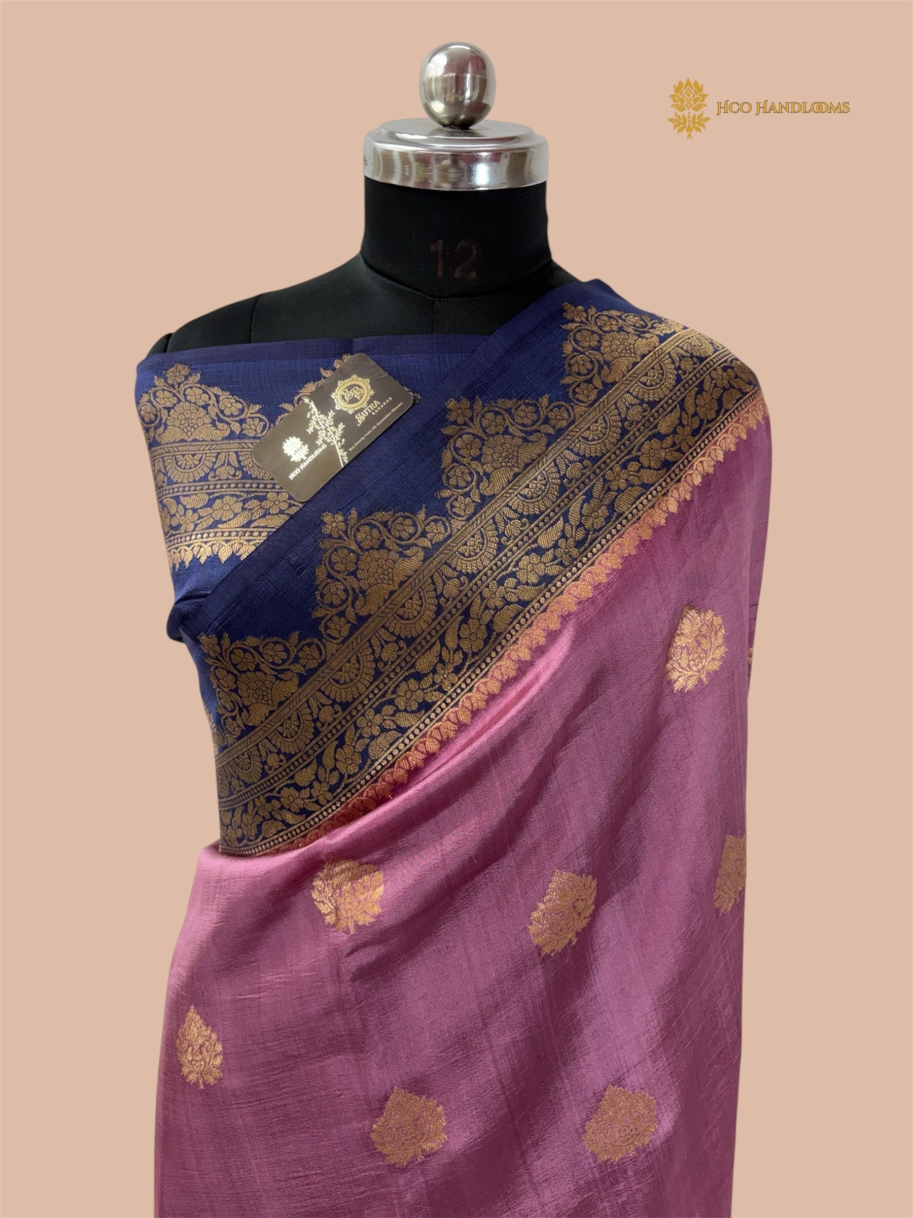 Regal Contrast Pure Mango Katan Silk Handloom Banarasi Saree - All Over Kadhua Motifs
