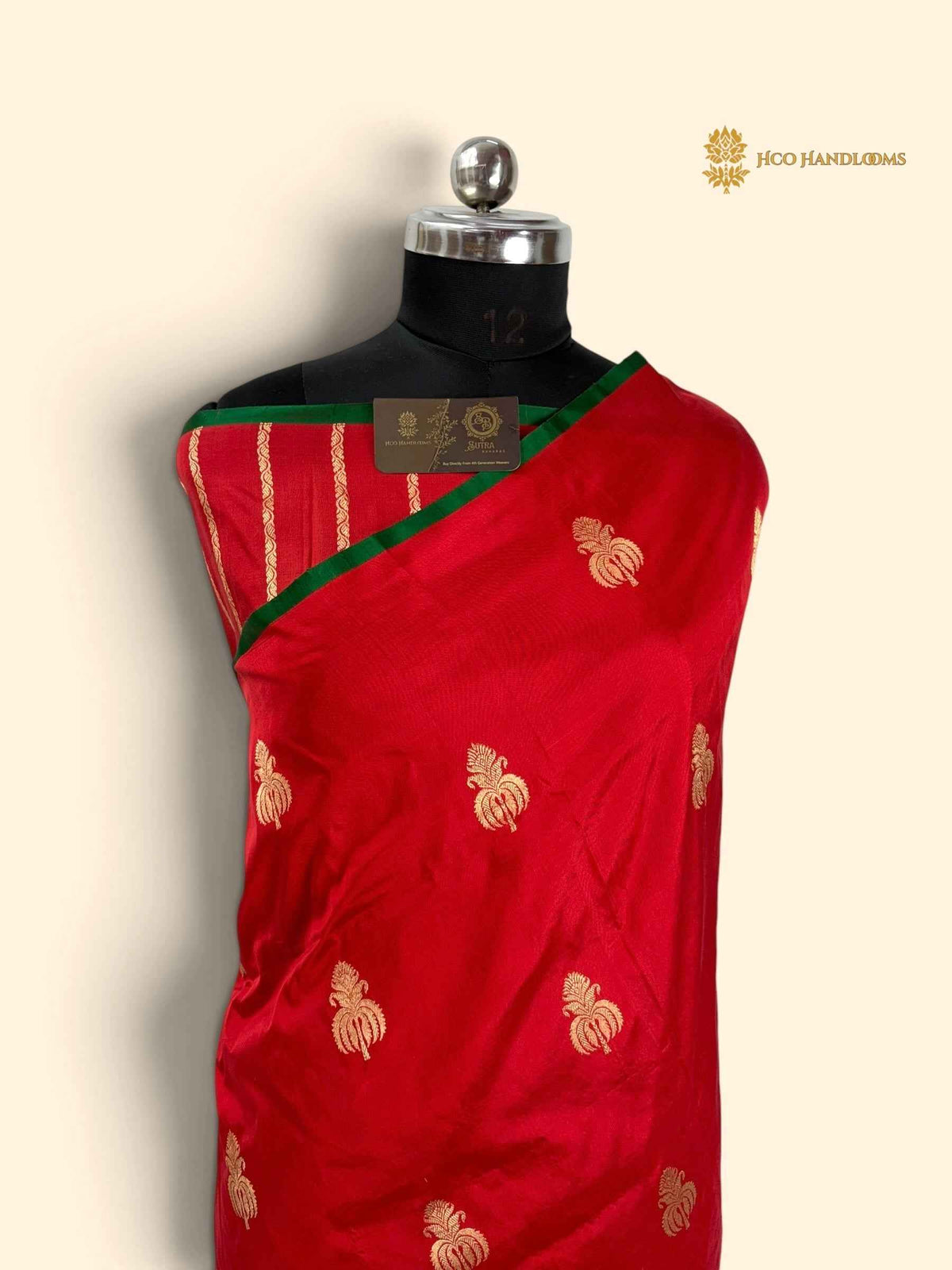 Red Pure Mango Katan Silk Handloom Bnarasi Saree - All Over Floral Motifs