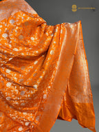 Pure Katan Silk Handloom Banarasi Saree - All Over Floral Jangla