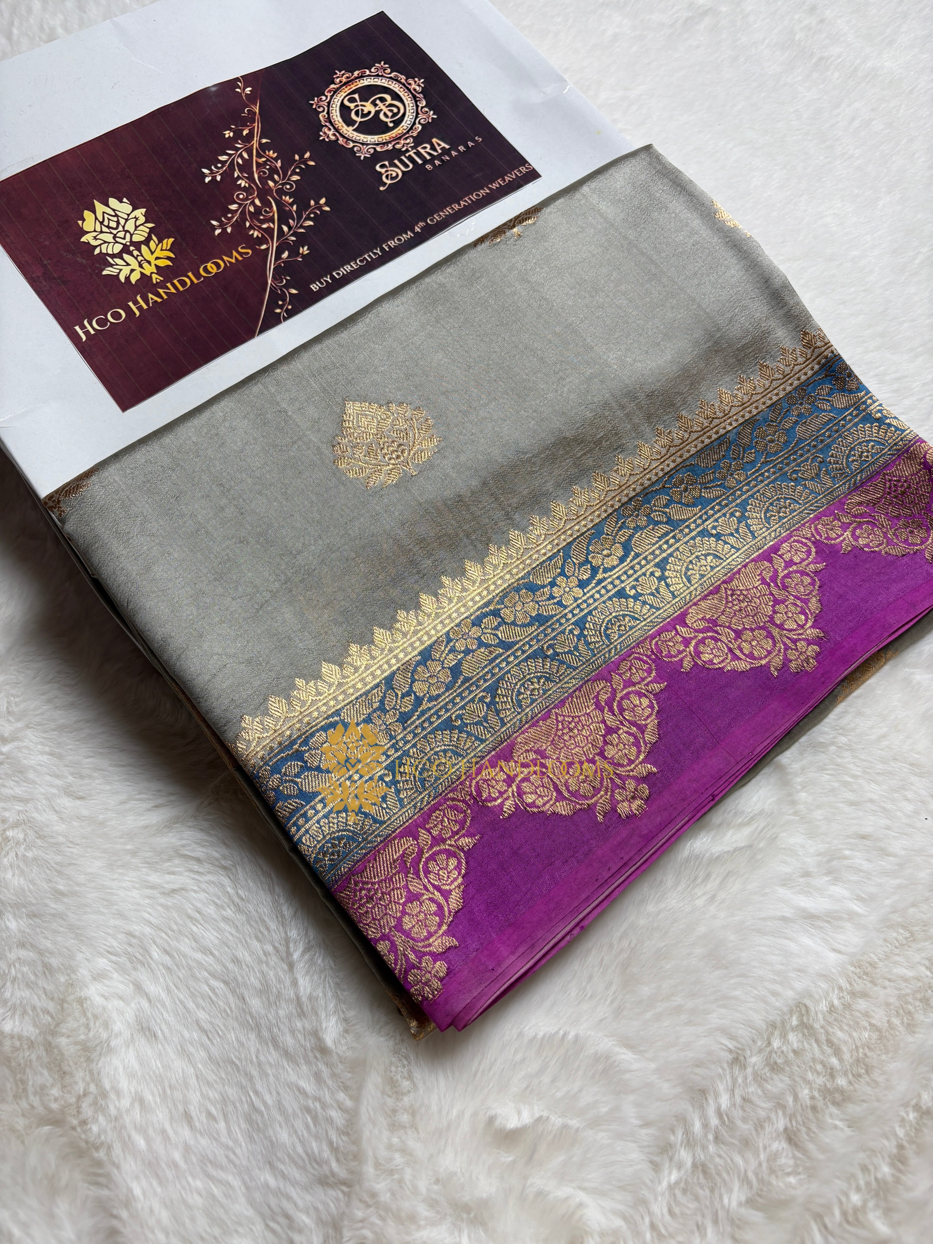 Pure Mango Katan Silk Handloom Banarasi Saree - All Over Kadhua Motifs