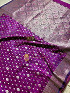 Purple Premium Mashru Katan Silk Tanchui Brocade Banarasi Saree