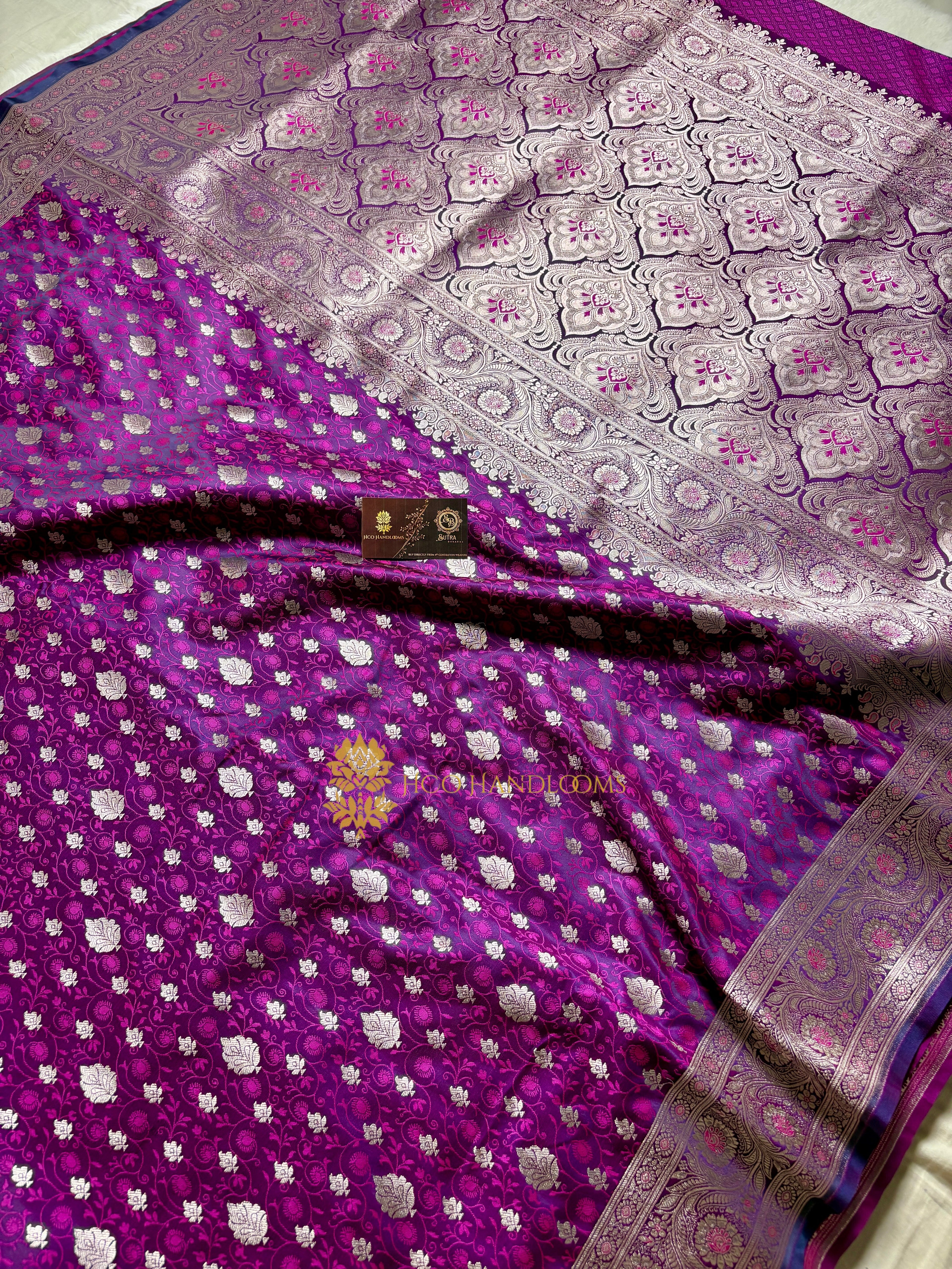 Purple Premium Mashru Katan Silk Tanchui Brocade Banarasi Saree