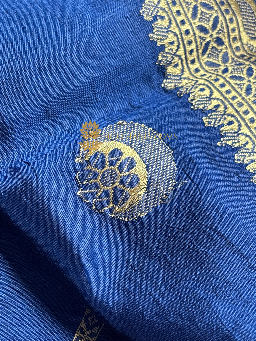 Blue Pure Mango Katan Silk Handloom Banarasi Saree - All Over Chand Tara Motifs