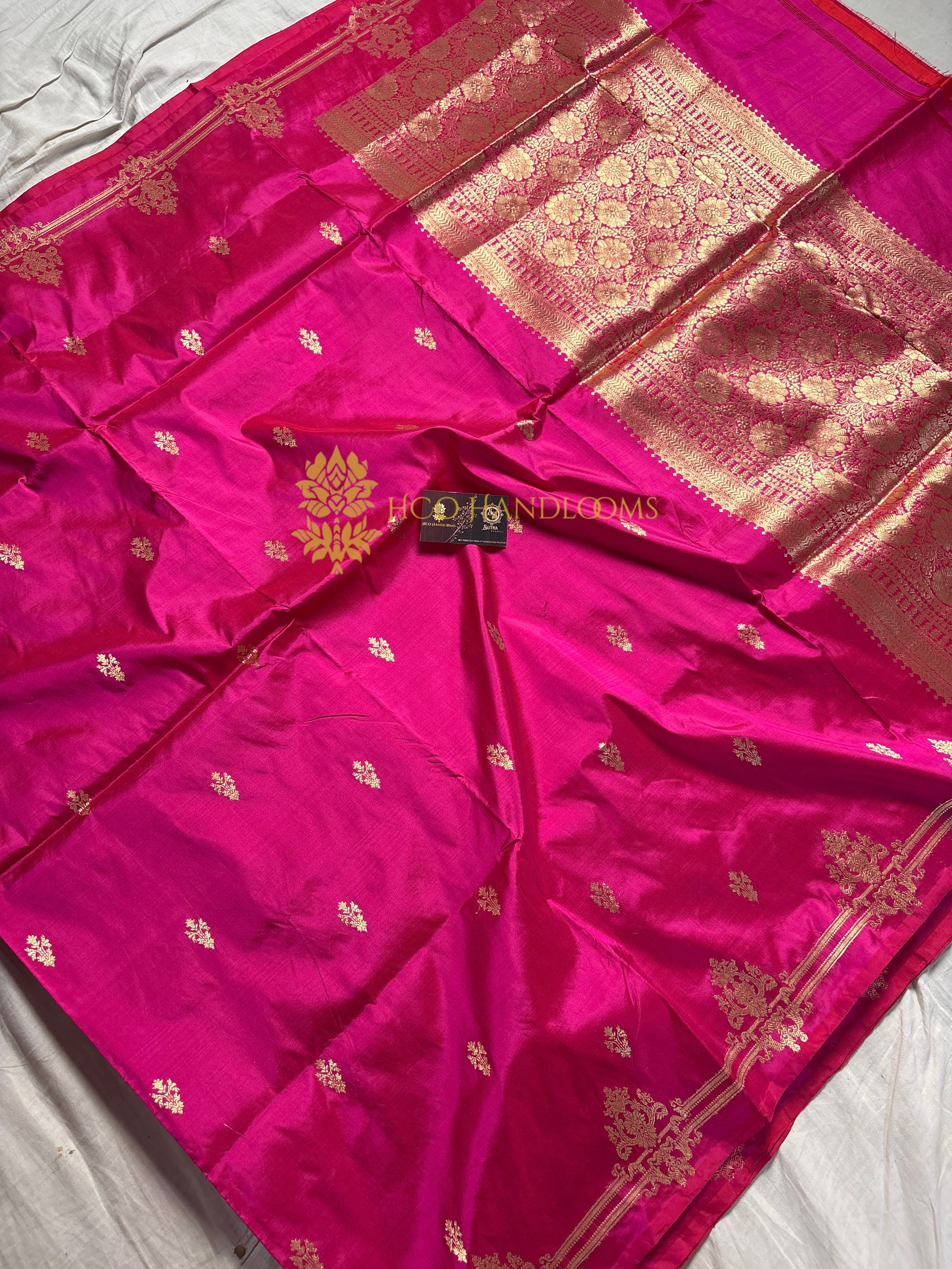 Rani Pure Katan Silk Handloom Banarasi Saree - All Over Kadhua Motifs