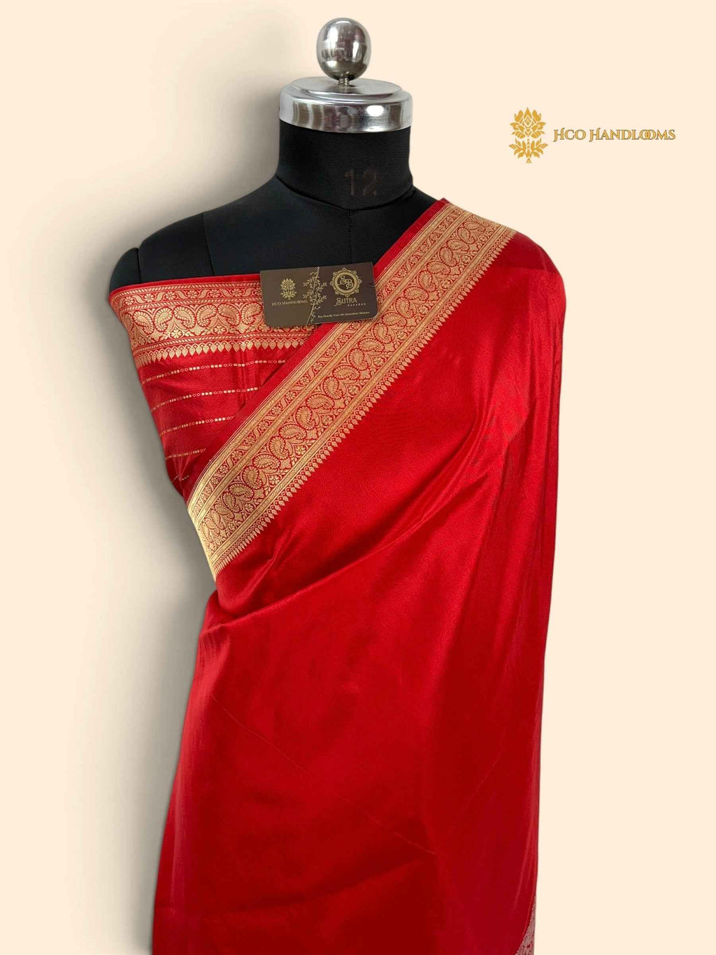 Red Pure Katan Silk Handloom Banarasi Saree - All Over Skirt Border