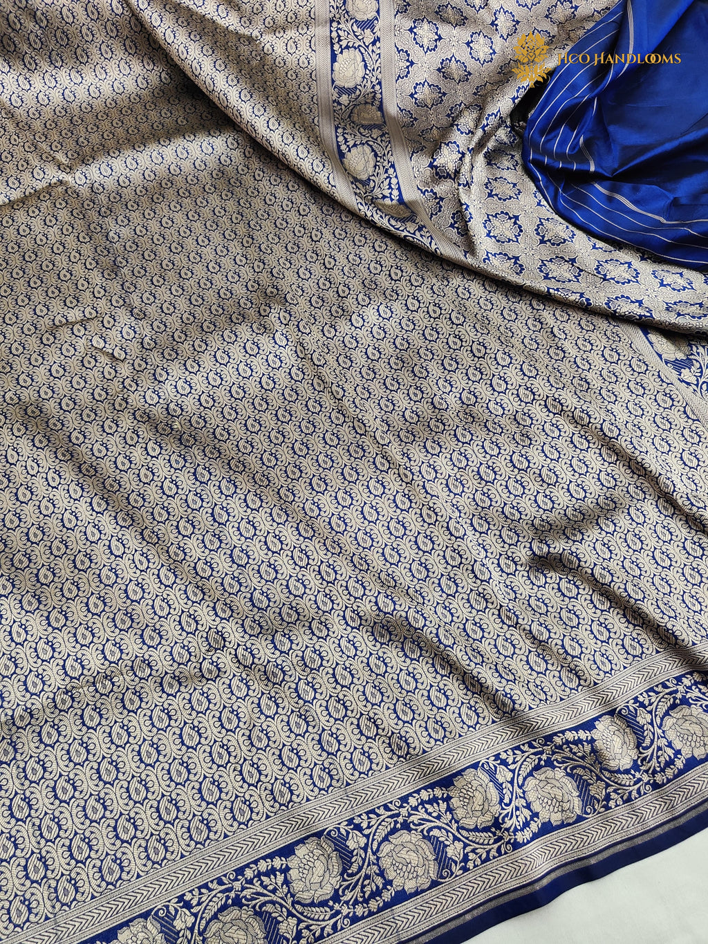 Regal Blue Pure Katan Silk Handloom Banarasi Saree - Paisley Tanchui Brocade
