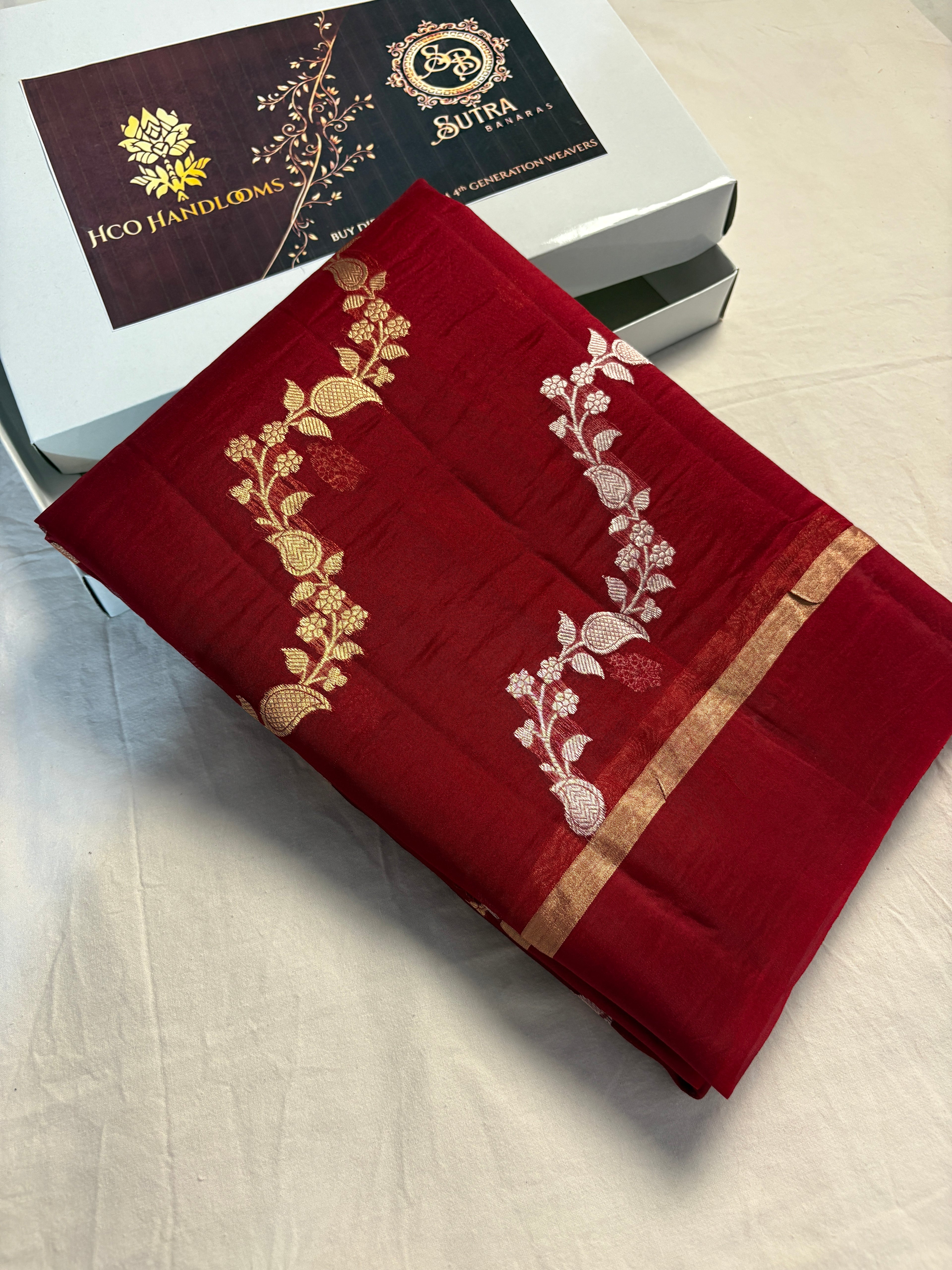 Pure Kora Silk Handloom Banarasi Saree - All Over Kadhua Lahariya