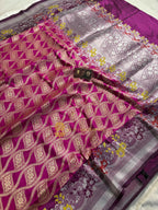 Pure Katan Silk Handloom Banarasi Saree - All Over Jangla