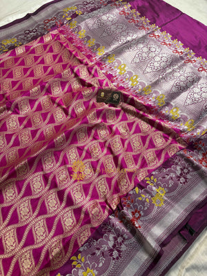 Pure Katan Silk Handloom Banarasi Saree - All Over Jangla