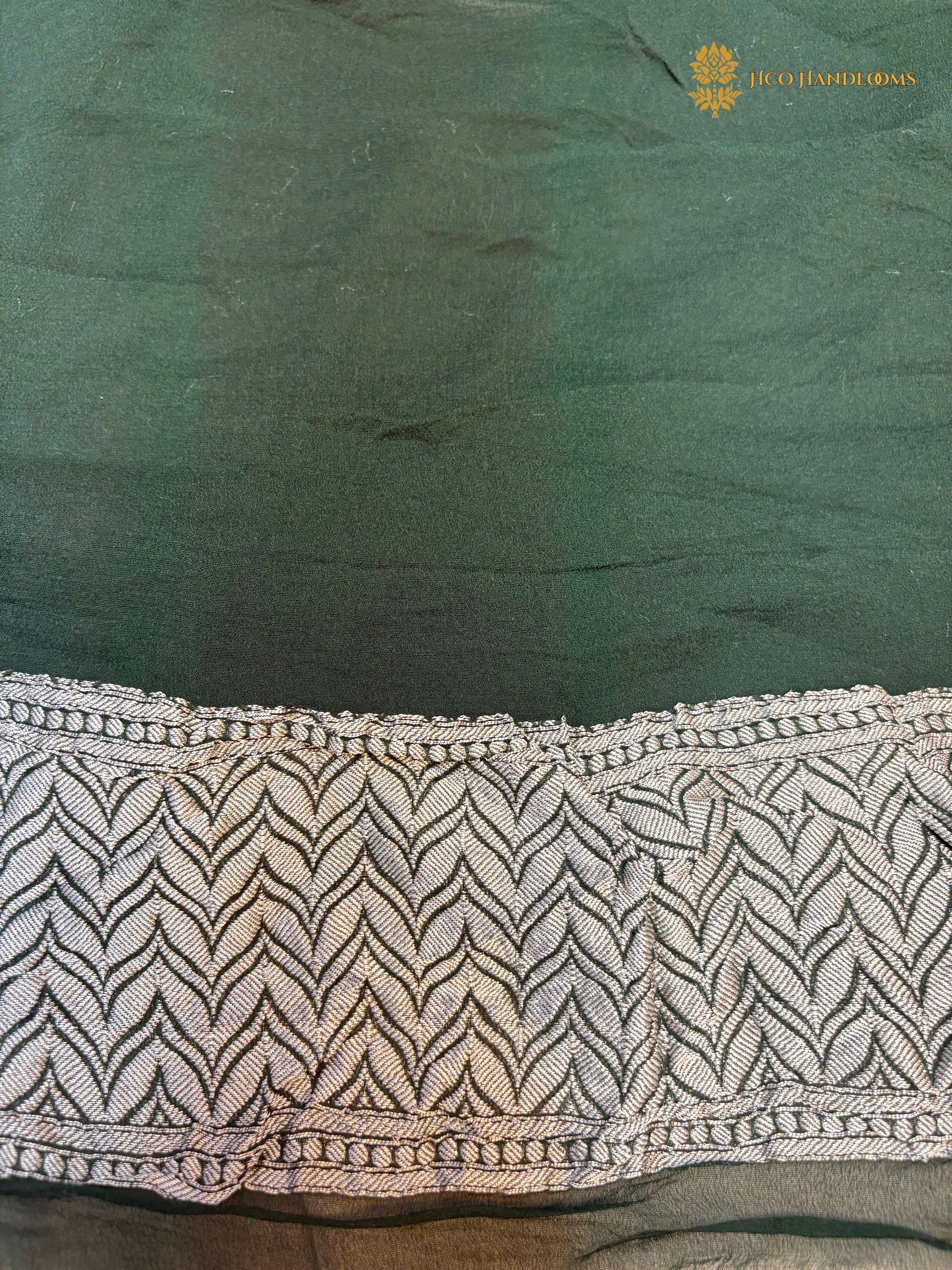 Pure Khaddi Georgette Silk Handloom Banarasi Saree - All Over Meenakari Jangla