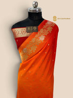 Orange To Red Gradient Premium Soft Silk Banarasi Saree - All Over Motifs