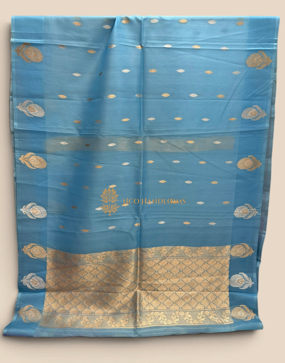 Pure Kora Silk Handloom Banarasi Saree - All Over Kadhua Motifs