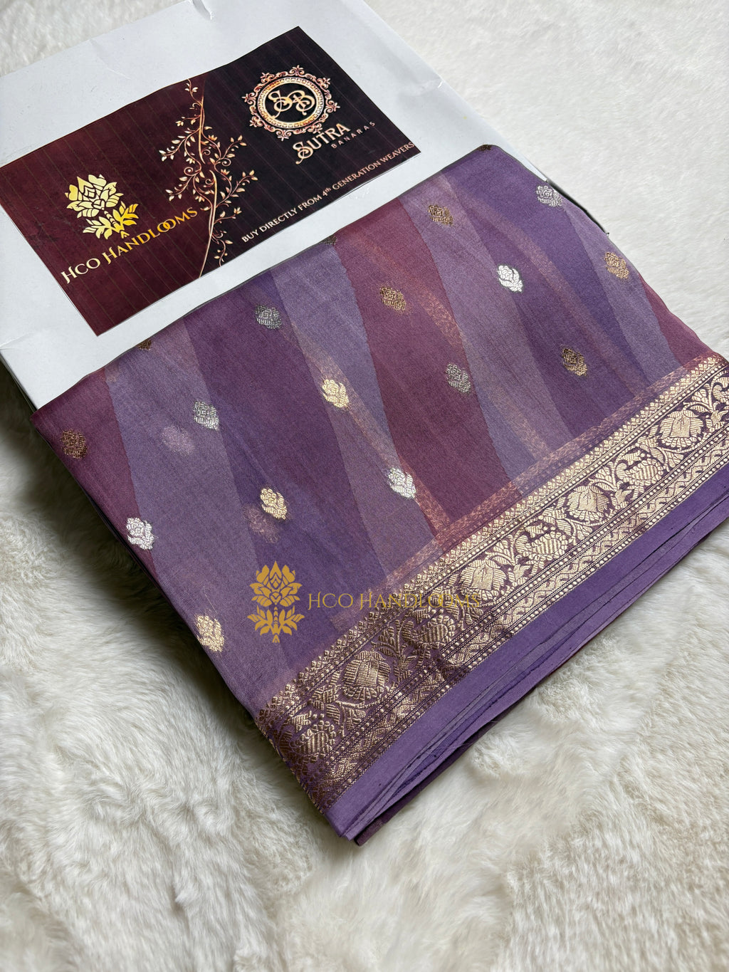 Pure Kora Silk Handloom Banarasi Saree - All Over Kadhua Motifs