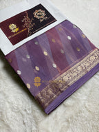Pure Kora Silk Handloom Banarasi Saree - All Over Kadhua Motifs