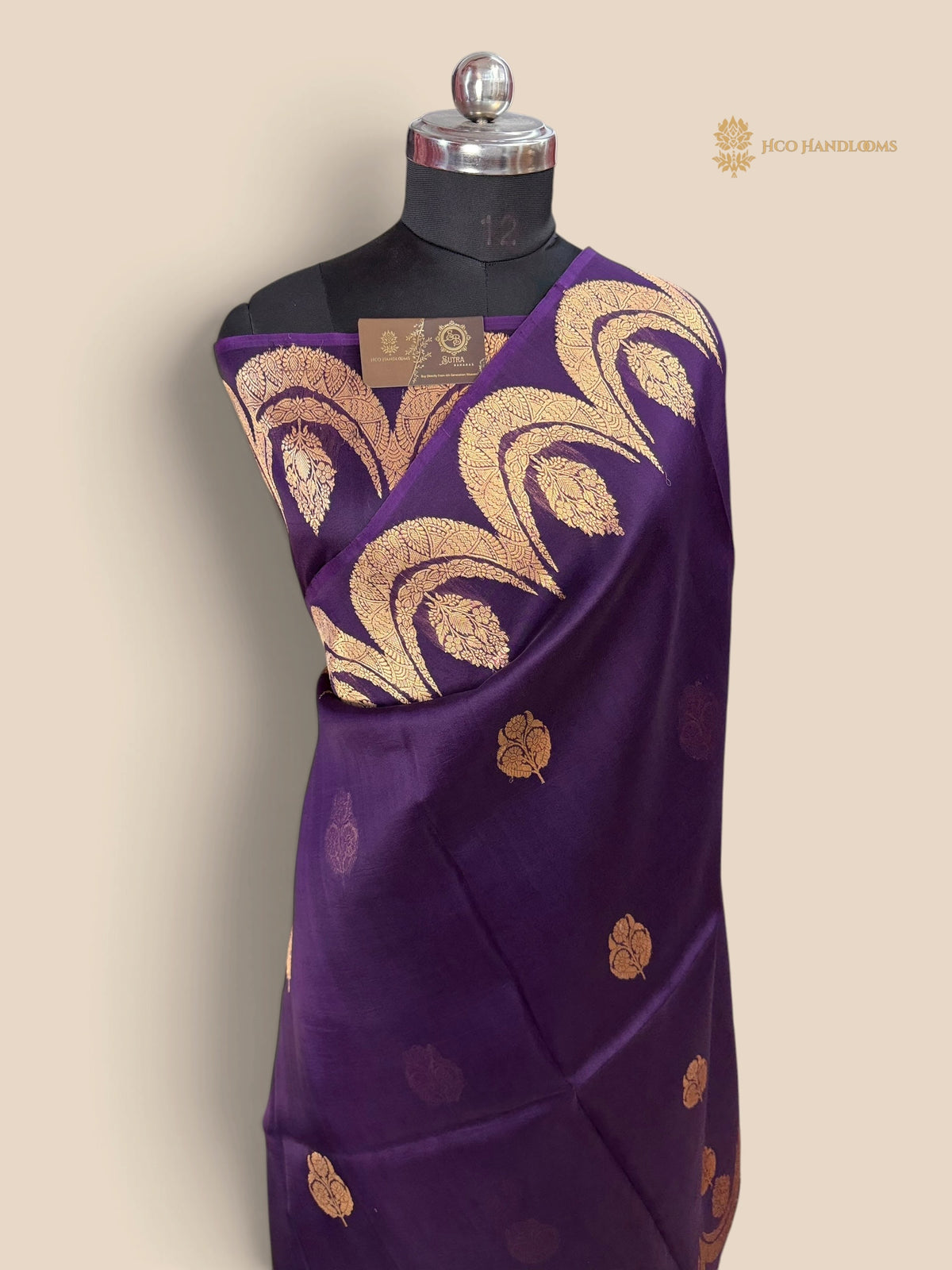 Purple Pure Kora Silk Handloom Banarasi Saree - All Over Kadhua Motifs
