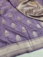 Regal Lavender Pure Katan Silk Handloom Banarasi Saree - All Over Floral Motifs