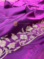 Premium Mashru Katan Silk Floral Motifs Banarasi Saree
